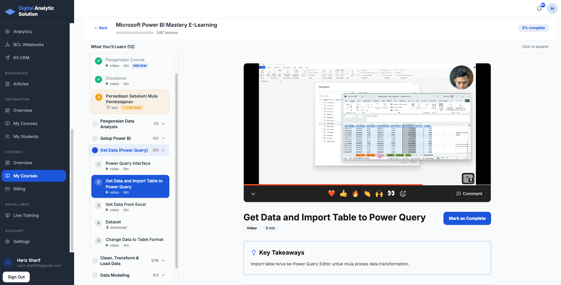 Portal Power BI Mastery E-Learning: Get Data & import table ke Power Query