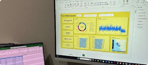 Dashboard Sales Performance yang dibina peserta semasa webinar Power BI
